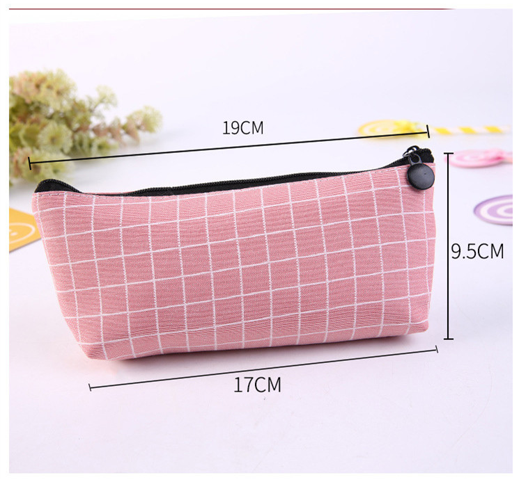 simple pencil case canvas small plaid pen case school pencil case small object storage bag stationery bag