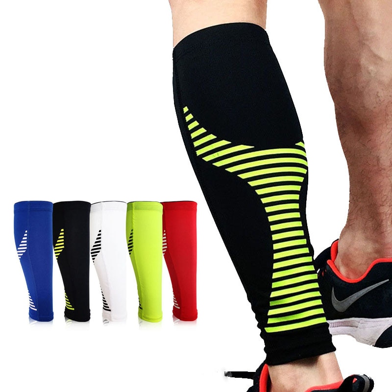 1PCS Cycling Running Leg Compression Sleeves Calf Non-slip Breathable Yoga Tennis Football Shin Guards Sports Safety 5 Colors