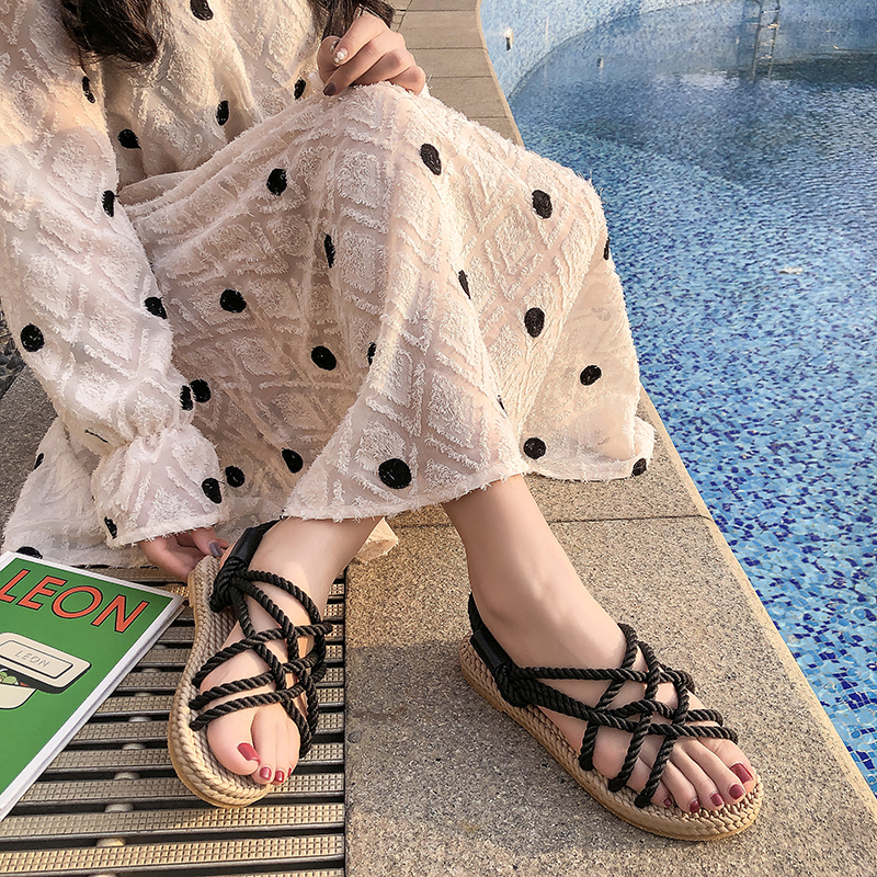 Gladiator rep sandaler dam sommar skor strand skor dam sandaler plattform sandaler rutschkanor flip flops buty damskie