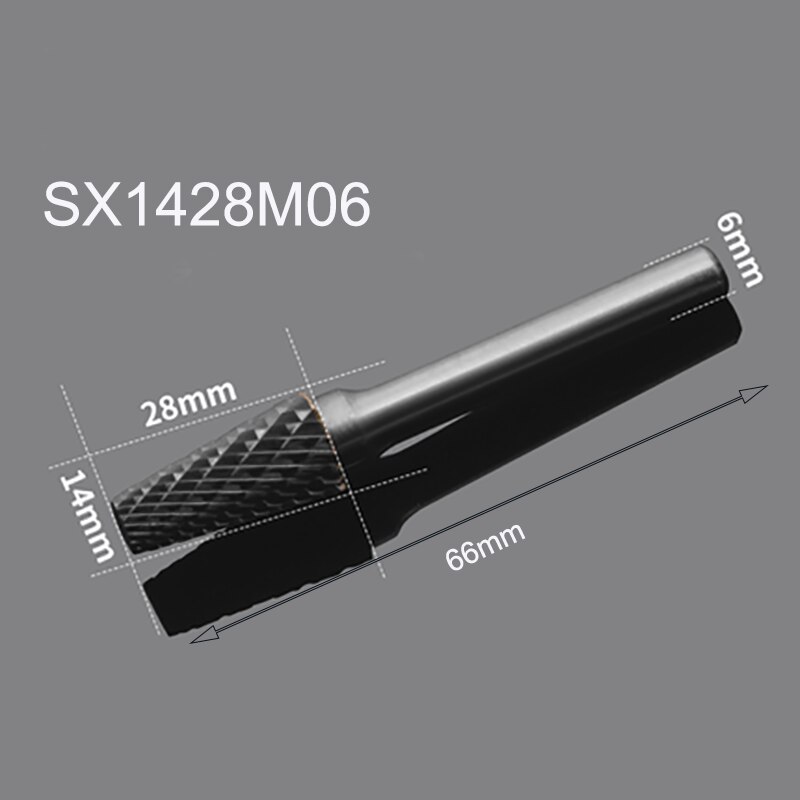 Conical Flat Head Hard Tungsten Steel Wood Carving Tool Grinding Head Milling Cutter S-shaped Rotating Cutter Double Slot: SX1428M06