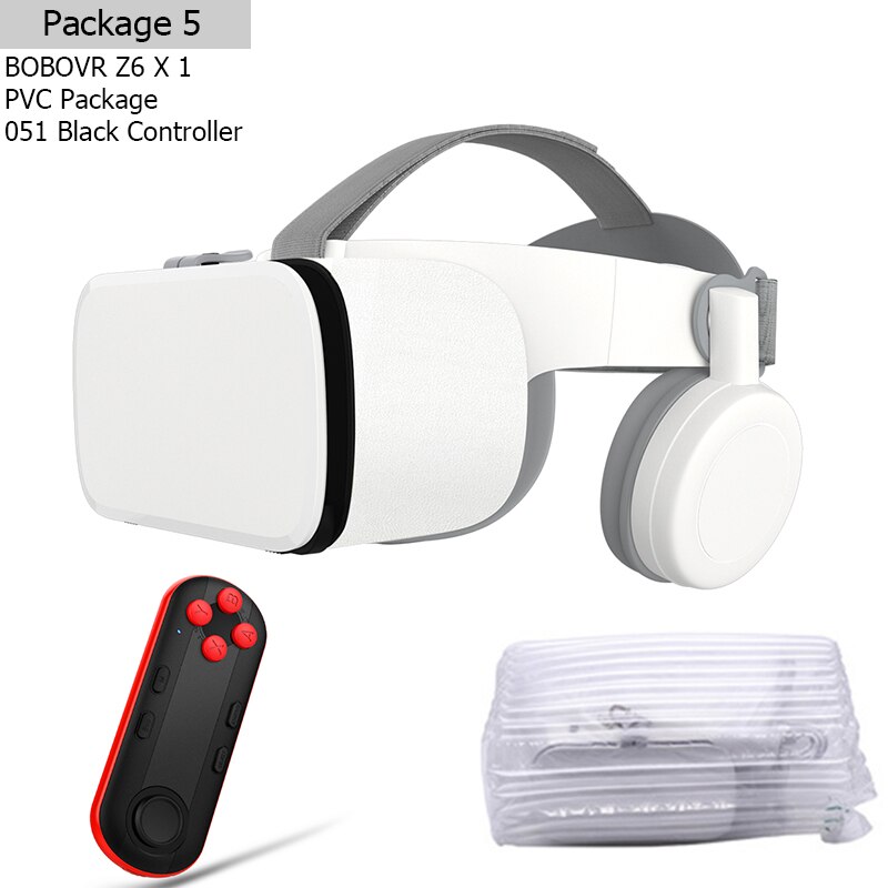 BOBOVR Z6 Virtual Reality Helmet Mobile 3D Glasses Google Cardboard VR Headset for 4.7-6.2 Inch Cell Phone: Z6 PVC with 051B
