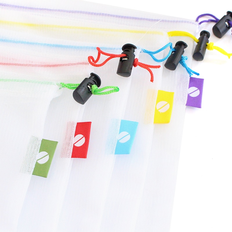 5pcs/set Reusable Mesh Produce Bags Fruit Vegetable Toys Sundries Storage Organizer Food Storage Packaging Bag Home Kitchen Tool