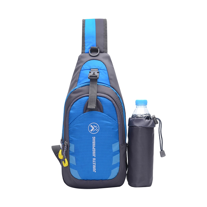 Sling Bag Chest Shoulder Backpack Crossbody Bags With Bottle Holder For iPad Tablet Outdoor Camping Hiking: Blue