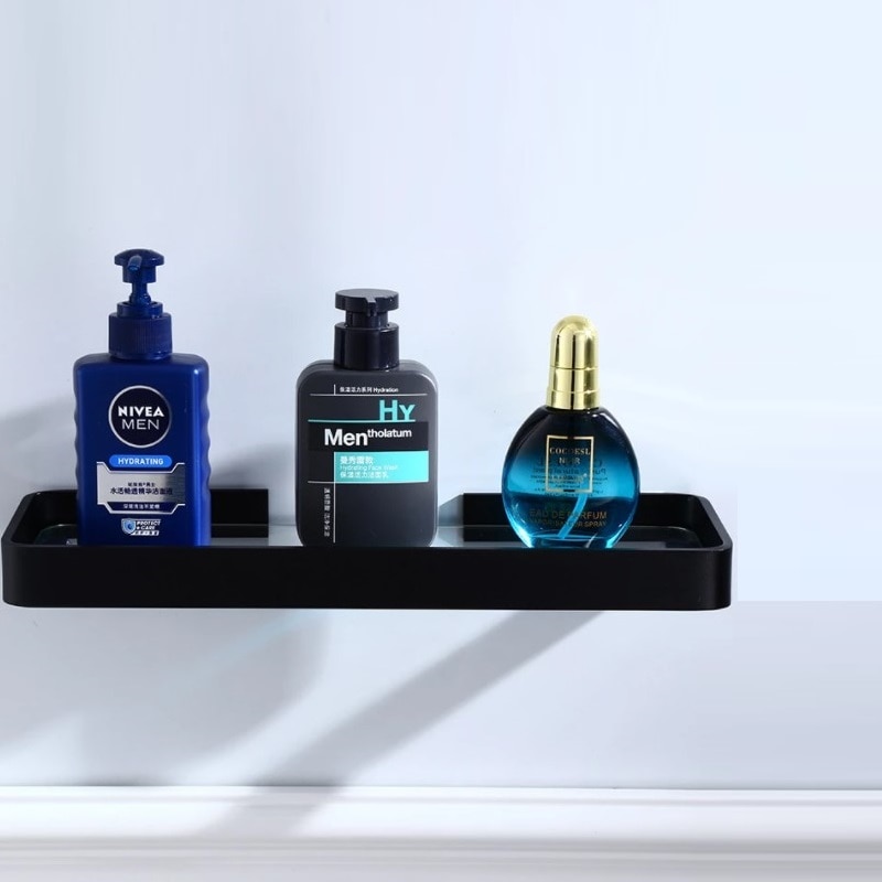 Glass Shelf,Square bathroom glass shelves,Black Bathroom Shelf Aluminum 20CM 25CM 30CM 35CM 40CM 45CM Shower room Rack