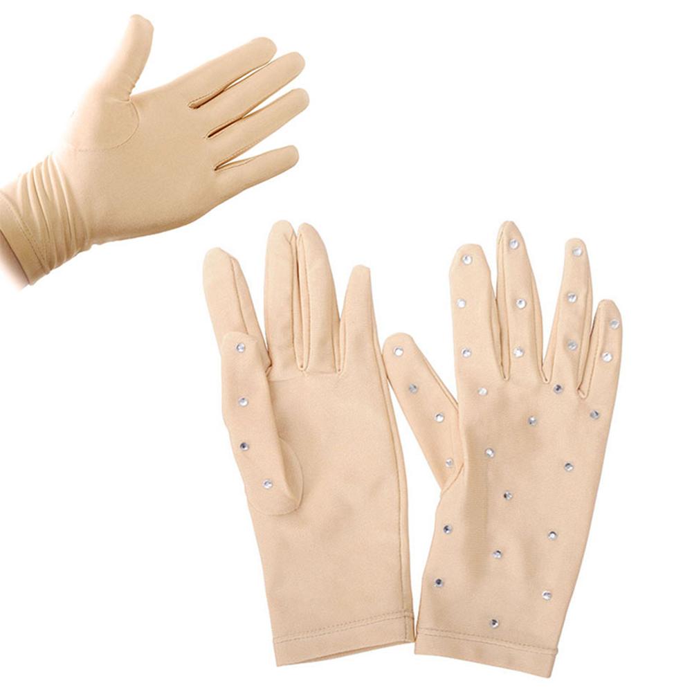 1Pair Performance Skating Glove For Competition Show Women Figure Ice Skating Gloves with Rhinestones