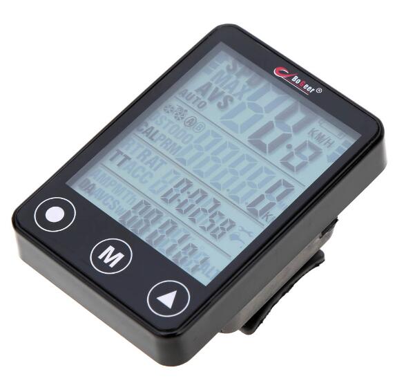 Cykel kilometertæller trådløs i cykelcomputer trådløs kabelført vandtæt med lcd display kilometertæller speedometer led baggrundsbelysning: Sort trådløs