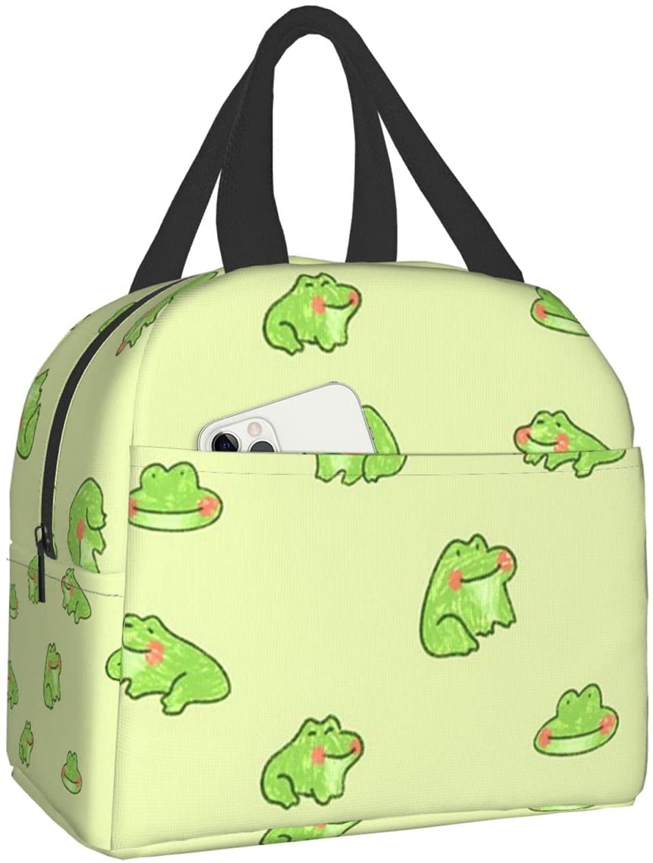 Funny Cute Frog Animal Lunch Bag Travel Box Work Bento Cooler Reusable Tote Picnic Boxes Insulated Shopping Bags for Women Men: Dark Grey