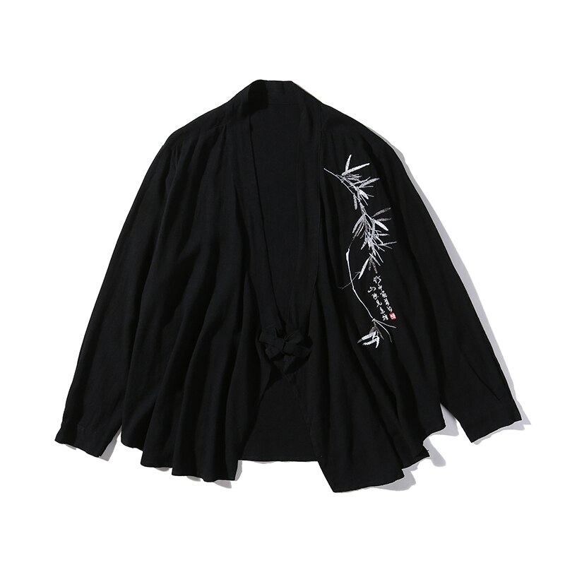 Chinese stijl plus size heren overhemd effen kleur retro hanfu lange mouwen bamboe borduurwerk vintage streetwear kraagloze herenoverhemden