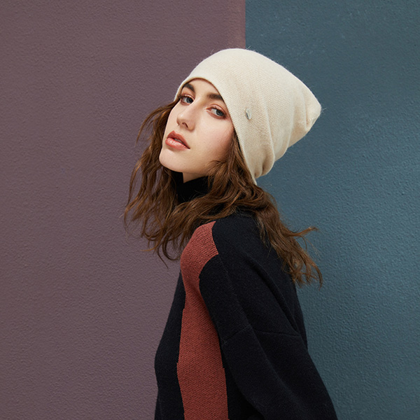 Kaninchen Haar Winter Hüte Für Frauen Mützen Wärme Ski Kappe Mädchen Hütte Weiblichen Kappe Skullie Künstliche Neue Hütte: Beige