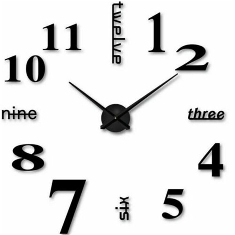 Large Wall Clock Big Watch Decal 3D Stickers Roman Numerals DIY Wall Modern Home Decor Crystal Mirror Vinyl Art Sticker Decals: Black