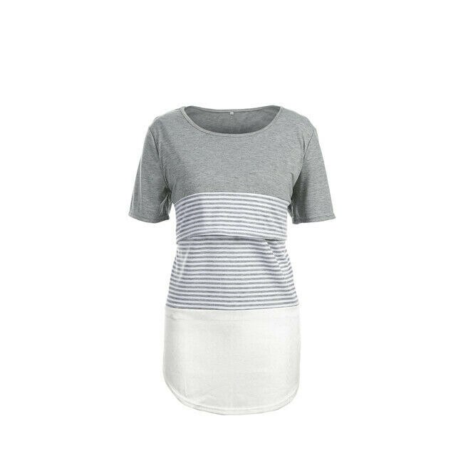 Donne Maternità Vestiti Allattamento Al Seno Magliette E Camicette Manica Corta T-Shirt Infermieristica Estate Casual Allentato Morbido A Righe Della Signora Magliette E Camicette T-Shirt