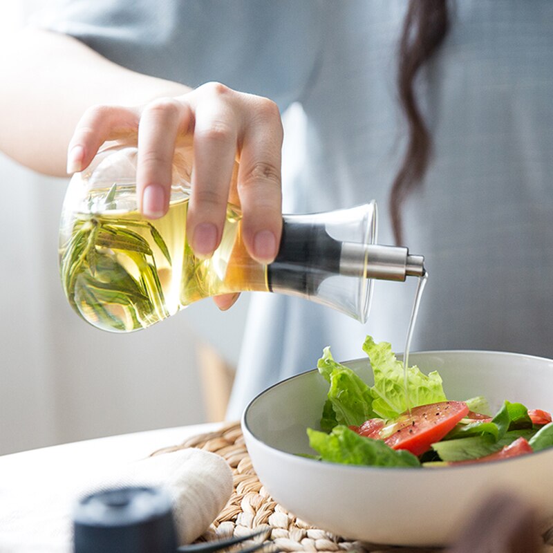 300/600ml glas cruet olie flasker dispenser sovs både lækagesikre olie eddike flaske sauce beholder gryde køkkenværktøj