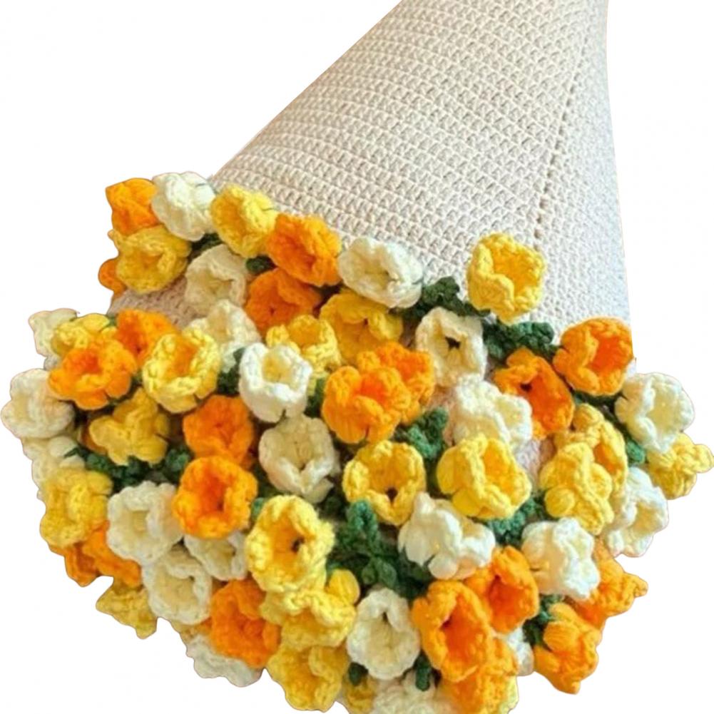 DIY Crochet Rose Bouquet Blanket Kit - Unfinished Handmade Flower Throw for Craft Lovers, Home Decor & Making(80cm, Yarn ): GRAY