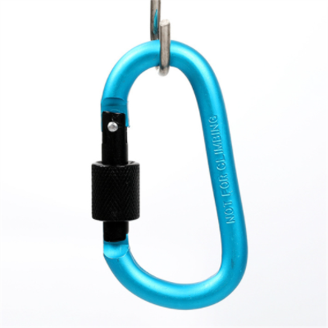 1set = 6 Uds de aleación de aluminio de la audaz tuerca larga hebilla mosquetón No 8 D-Tipo de llavero mosquetón con tornillo de bloqueo para acampar y pescar: sky blue