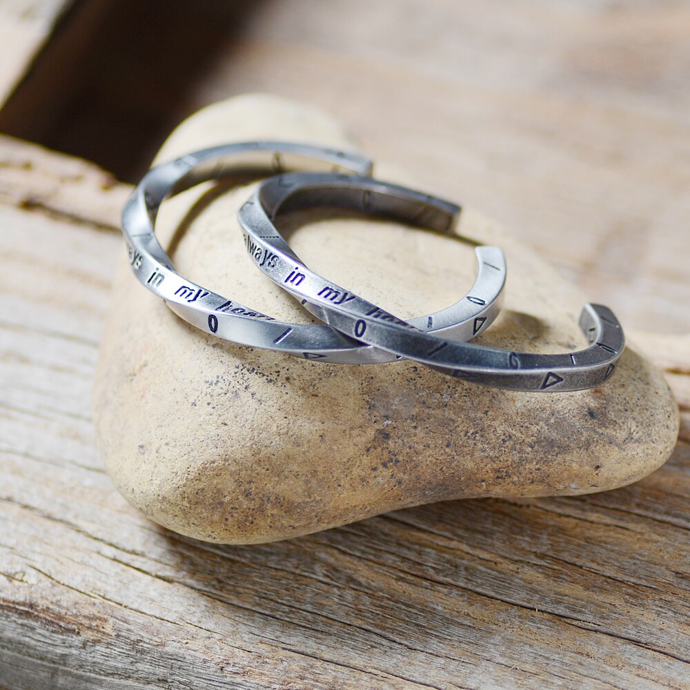 Couple en acier titane amour Viking Bracelet de guerre toujours dans mon coeur VIKING bracelet torsion Bracelet de manchette pour hommes bijoux
