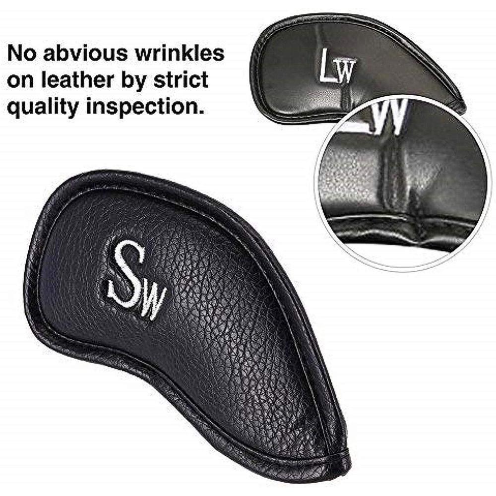 12PCS/Set Golf Club Protective Cover Golf Iron Cover PU Cap Cover Cue Protection Sleeve