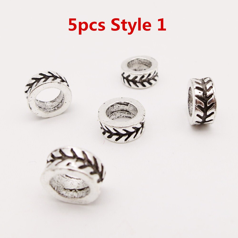 5 stk -20 stk sølv viking rune hår flette frykt dreadlock skjegg perler ringetone rør ca 6mm skrog til hår styling tilbehør: 5 stk stil 1