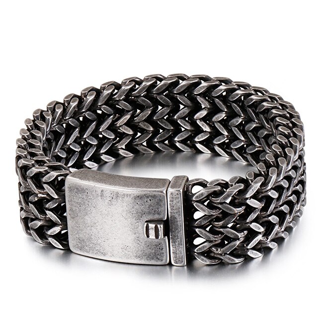 12/18/30 MILLIMETRI di Larghezza Nero Bracciale in Acciaio Da Uomo 23CM retrò massiccio Mens Braccialetti con Ciondoli 2020 amicizia gioielli da uomo di Sesso Maschile: 18MM Wide / 19 centimetri