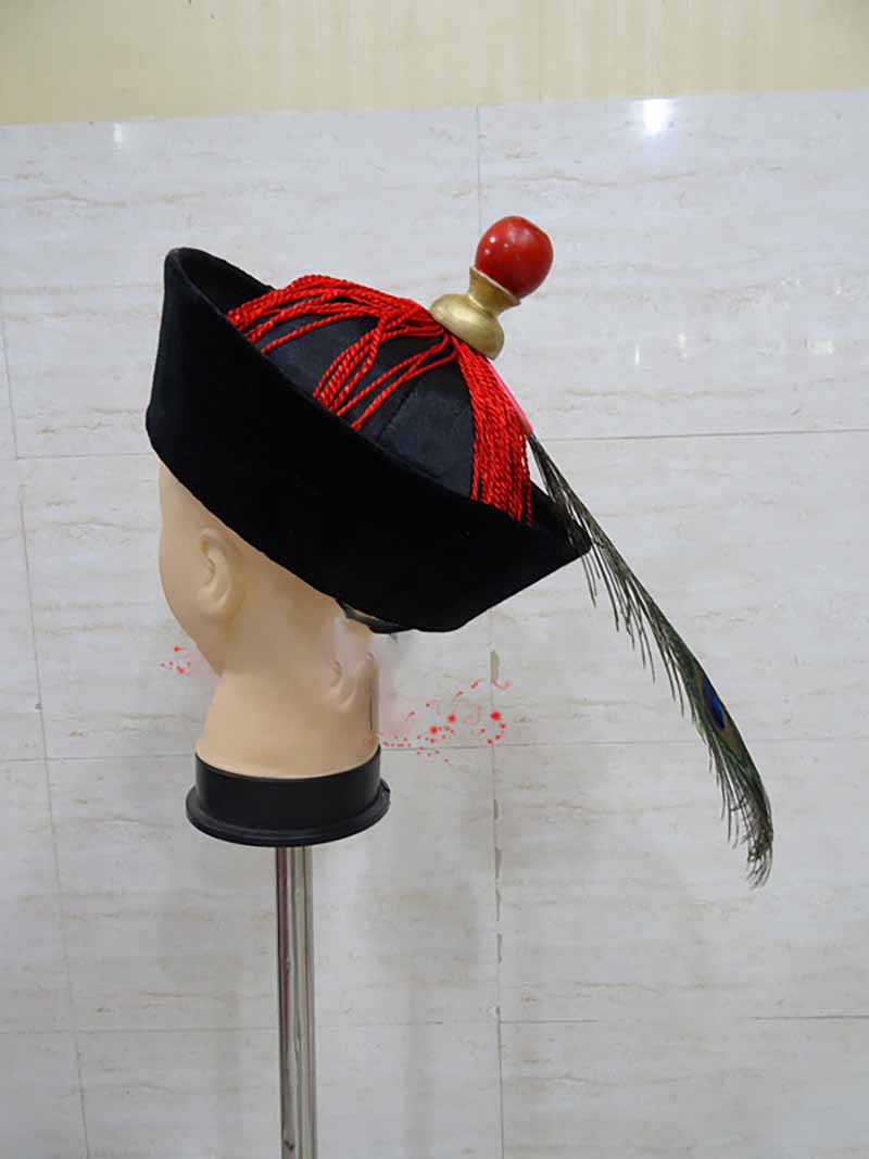 Ancient Official Hat Men Chinese Qing Dynasty Hat Headdress Hanfu Cosplay Prop Hat Chinese Traditiona Hat Black Red For Men
