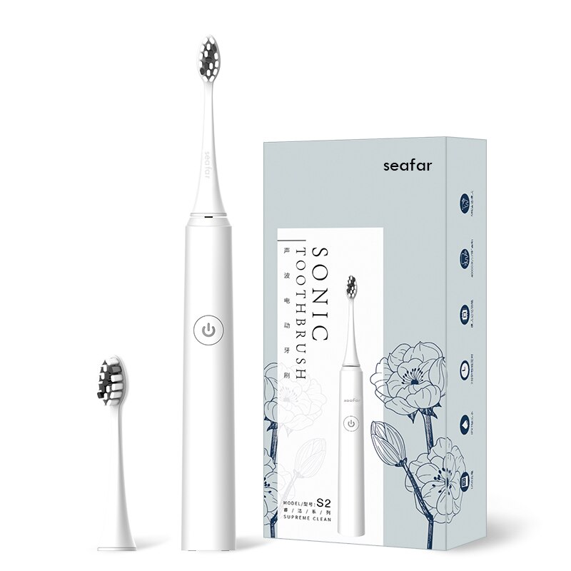 Seago elektrisk sonisk tandbørste 5 tilstand genopladelig automatisk udskiftning tandbørste voksen vandtæt hvidere bedst: Hvid 1
