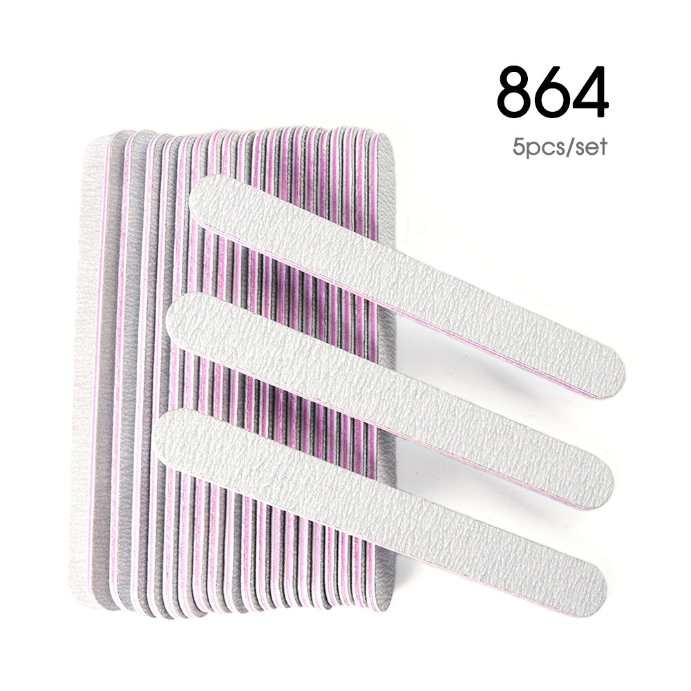 Double-sided Mini Nail File Buffer Nail Polish Sanding Buffer Pink Blue Sandpaper DIY Pedicure Nail Art Tool GL858: 864 5PCS