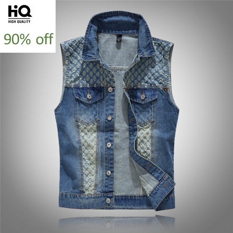Nueva coreana para hombre chalecos Streetwear desgastado sin mangas Delgado otoño chaquetas Vintage lavado Casual moto Vest Homme