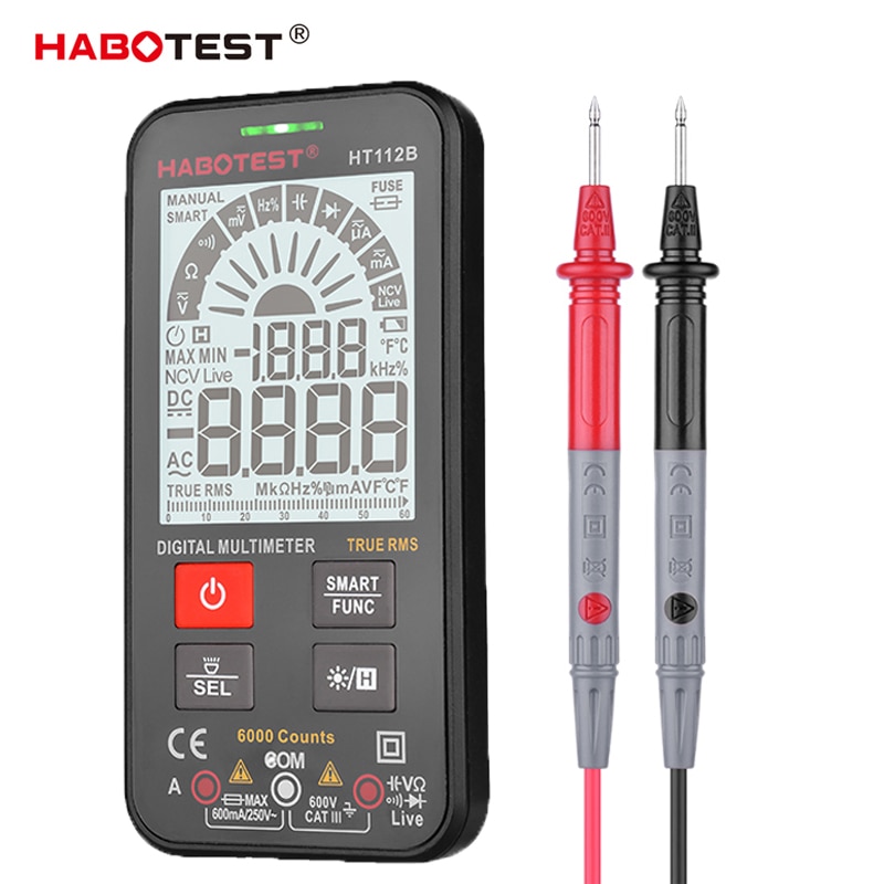 Digital-Multimeter Tester Professionelle Auto Range Batterie Test Smart Mini Multi Meter Kapazität Amp NCV Voltmeter HT112B