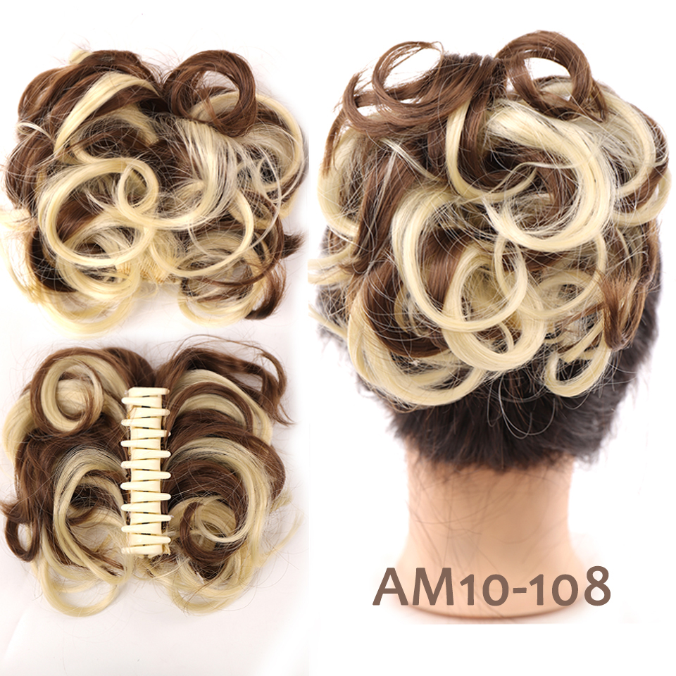 LM chaotisch lockig kurz Kunsthaarverlängerung Chignon Krapfen Rolle Brötchen Perücke Klaue Clip in Haarteil für Frauen
