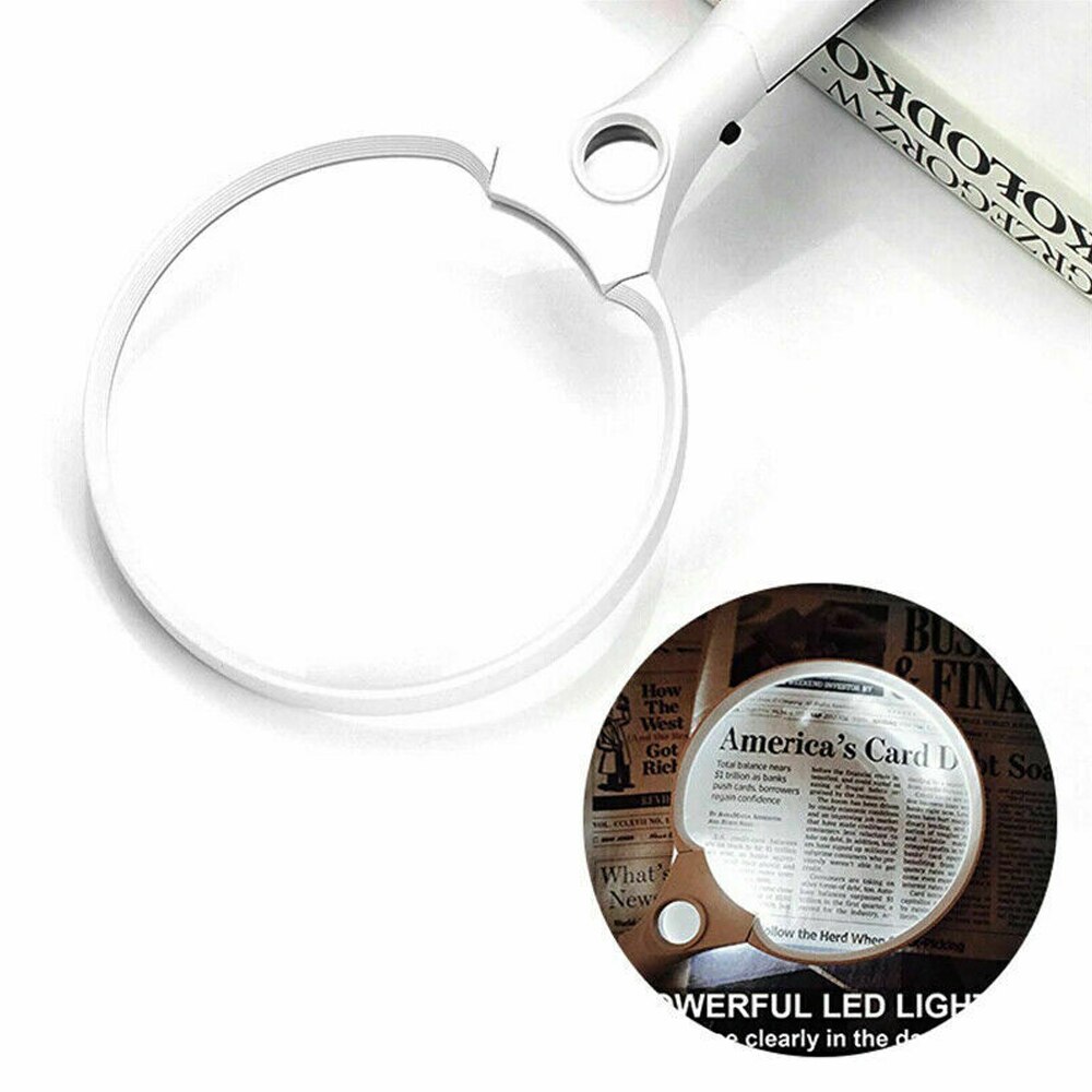 Handheld Magnifying Glass Decorative Glass Mirror for Home Desk Decoration Needs 3 AAA Batteries