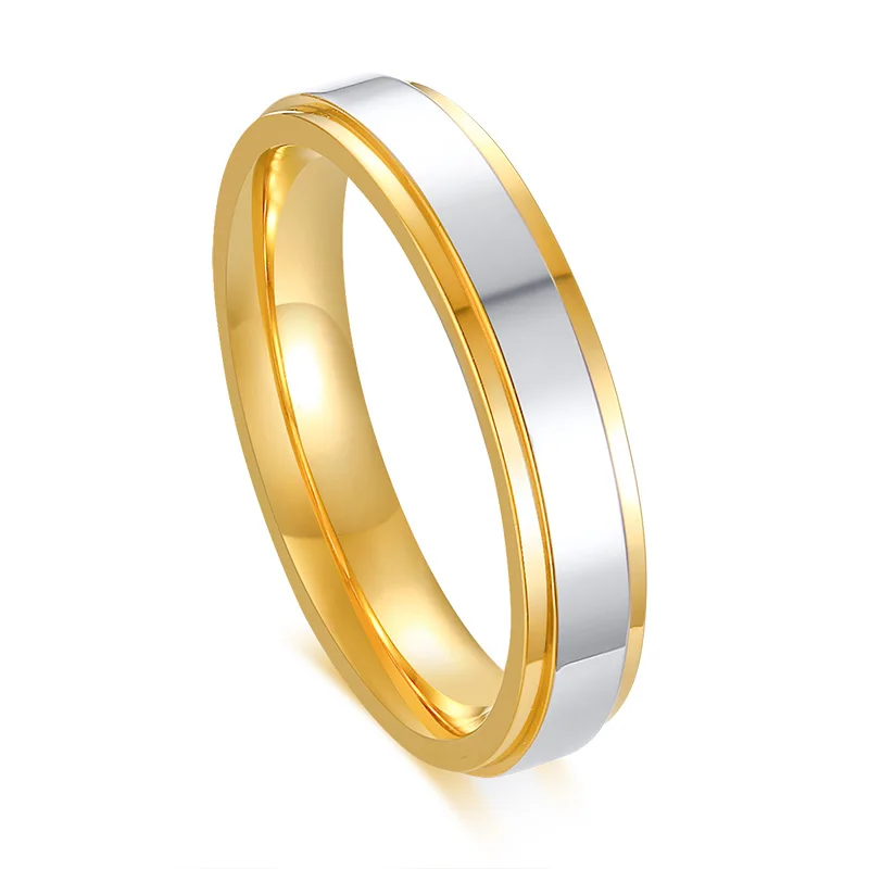 Neue Einfache 316 Titan Stahl Herren Ringe Liebhaber Paar Ringe Allianz Gold Hochzeit Band Ringe einstellen für Frauen männer: 11 / 4MM