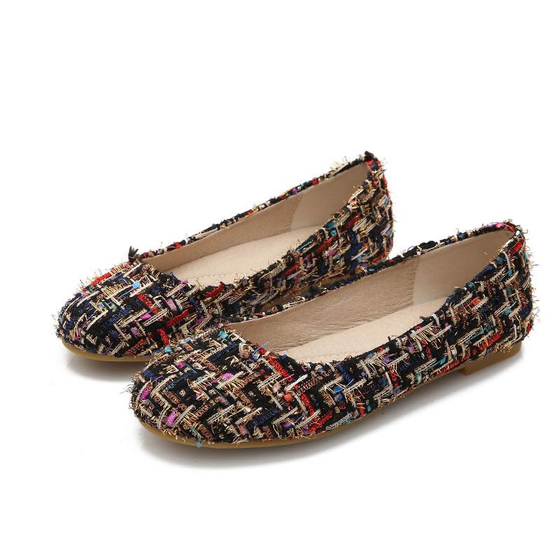 Kvinder lejligheder sko store størrelse ballet lejligheder slip on loafers sød sommer kvindelige fritidssko dame åndbart fodtøj: Sort / 34