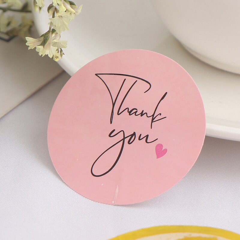 10 hojas = 120 pegatinas en forma de círculo de color rosa, gracias, pegatinas de boda para hornear, fiestas, sobres, etiquetas adhesivas para bebidas