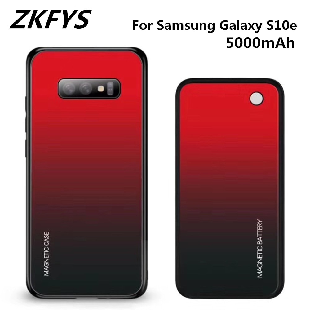 ZKFYS Backup Power Bank Back Clip Battery Case For Samsung Galaxy S10e 5000mAh+ 5000mAh Wireless Magnetic Battery Charger Case