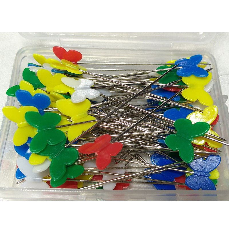 100 Stks/set Vlinder Bloem Nietstiften Patchwork Pinnen Naalden Naaien Pin Met Plastic Doos Handwerk Craft Tool Naaien Accessoires