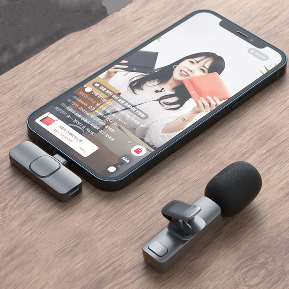 2 i trådløs lavaliermikrofon bærbar lyd- 1 videoopptak minimikrofon til ios android direktesending spilltelefon mikrofon