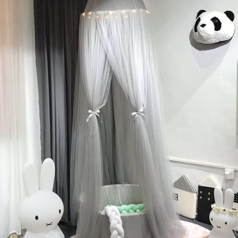 15 kleuren baby klamboe luifel kinderkamer decoratie koepel klamboe hemelbed gordijn voor kind babybed luifel roze blauw: Dromerig grijs