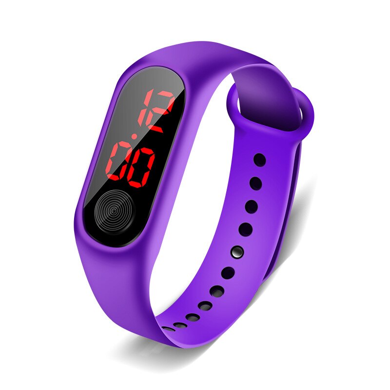 Barn flicka digital klocka barn tecknad analog digital sport led elektronisk vattentät armbandsur pojkar digital relogios: Lila