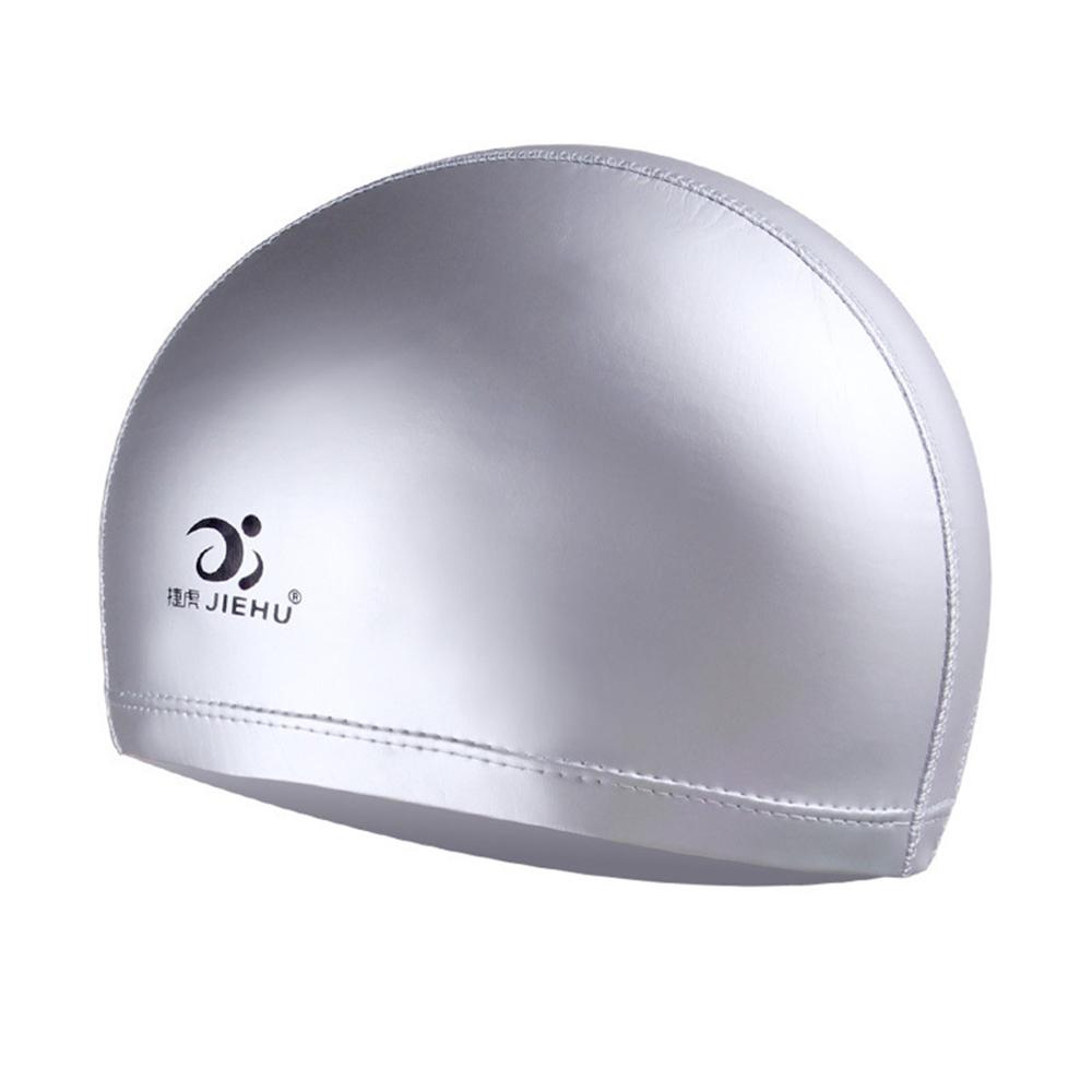 Bonnet de natation étanche pour hommes et femmes adultes, protection des oreilles, cheveux longs, chapeau de piscine, sport, taille libre: Gris clair