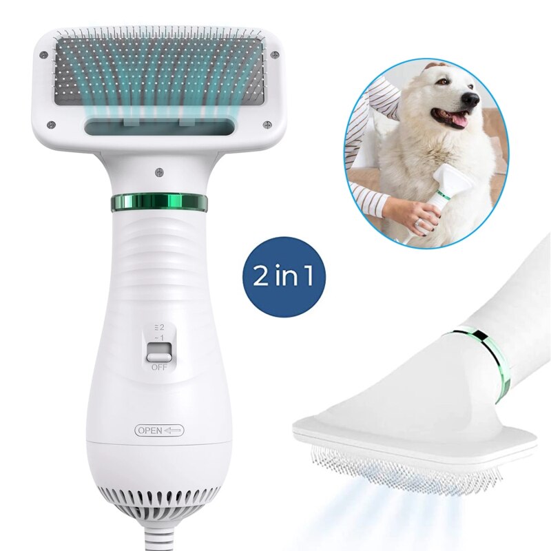Secador de pelo 2 en 1 para perros y gatos, cepillo de aseo, herramienta de depilación, soplador de pelo, suministros de limpieza para el hogar