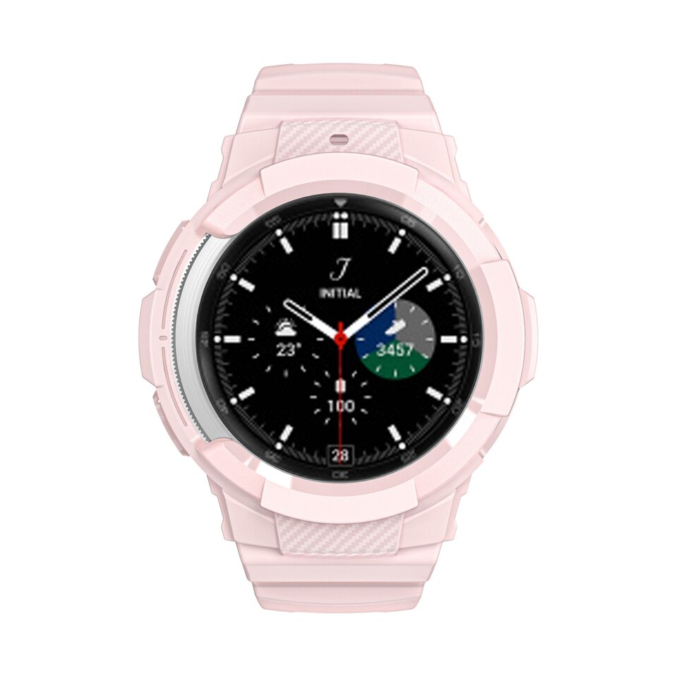 Pasek silikonowy + etui do zegarka Samsung Galaxy 4 klasyczny pasek sportowy 46mm 42mm zintegrowany pasek do zegarka Galaxy Watch4Classic: pink / Watch 4 Classic 46mm