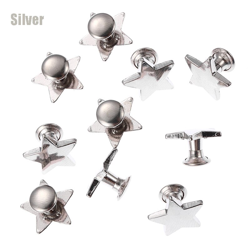 10 juegos de remaches traseros de tornillo de 10mm/12mm, tachuelas metálicas en forma de cubo, tachuelas de uñas para ropa, artesanía de cuero, bricolaje, cinturón, BILLETERA, piezas de decoración: C-Silver / 12mm