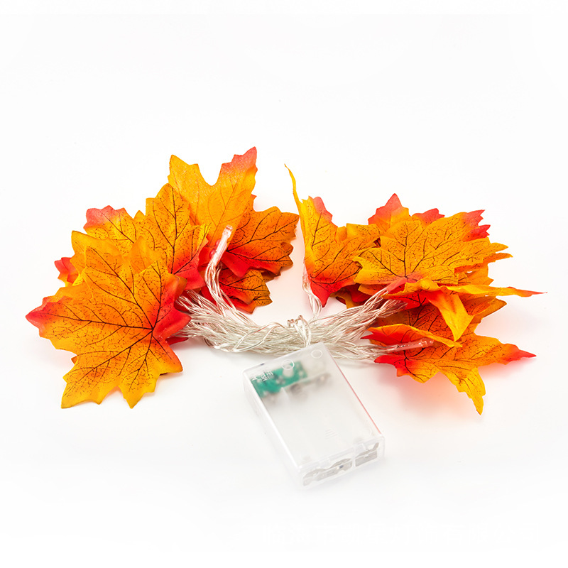 Fairy LED Maple Leaves String Battery/USB Powered Fall Autumn Plants Garland Fence Party Stair Railing Decoration 2M/3M: Orange leaf / 2m 10leds battery