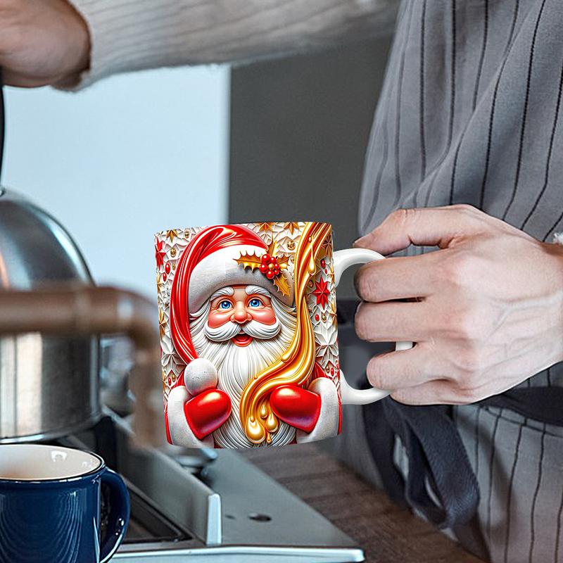 Christmas Santa Claus Ceramic Mug,3D Coffee Mugs, Vintage Water Cups, Tea Milk Mug, Christmas for Kids a
