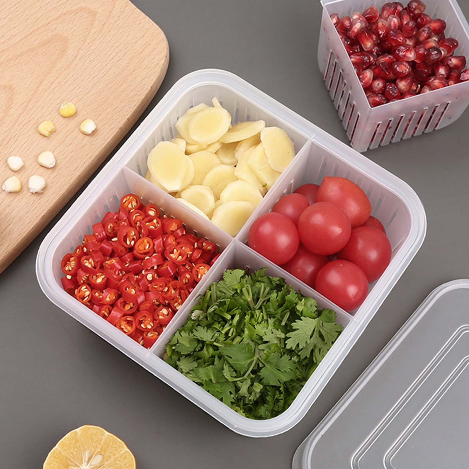 Drain Sealed Ginger Container Crisper Debris Fridge Storage Boxes Tray Refrigerator Organizer Kitchen Fridge Storage Box
