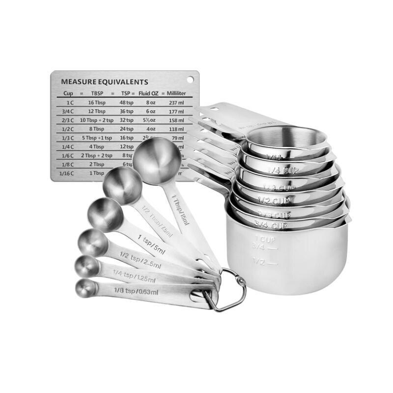 Maatbekers Premium Stapelbaar Keuken Maatlepel Scoop Set Rvs Maatbekers En Lepels Set: 1set