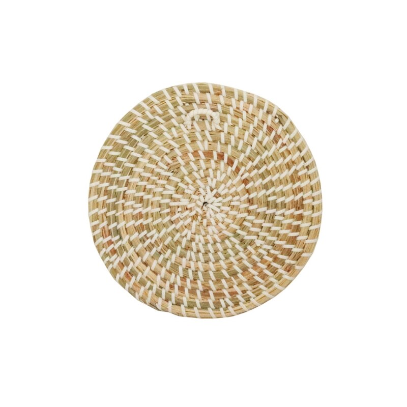 Small Seagrass Woven Storage Basket With Handle - 9x6 Inch, Boho Decorative Bucket For Home, Kitchen, Bathroom