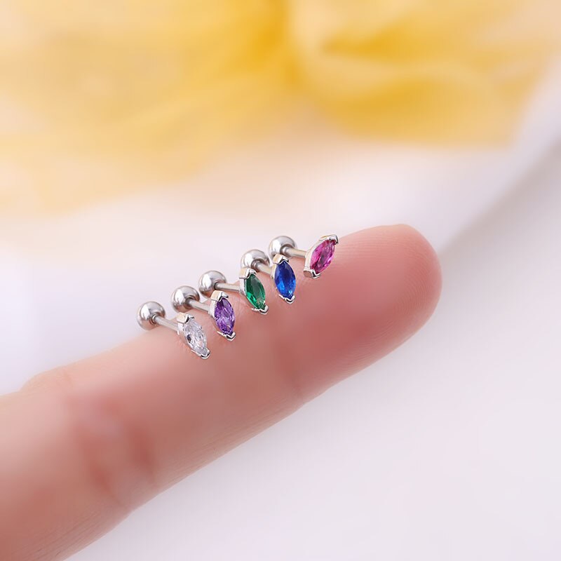 Mini pendientes de tuerca de circón de Color para mujer, joyería de , puños seguros para las orejas, Piercing de acero inoxidable, pendientes