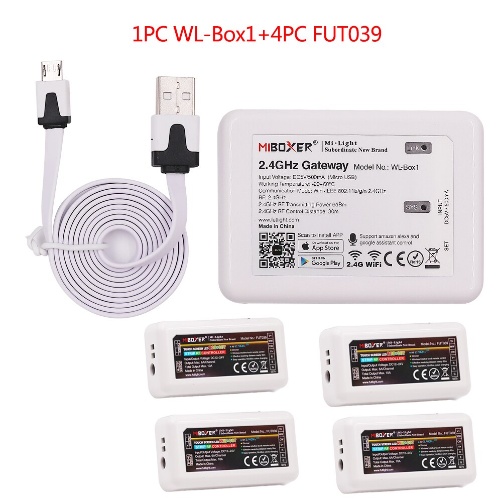 Milight RGBCCT LED Controller FUT039 + FUT092 2,4G Wireless 4-Zone RF Touch Remote + Miboxer WL-Box1 2,4 GHz Wifi Controller: Package 8
