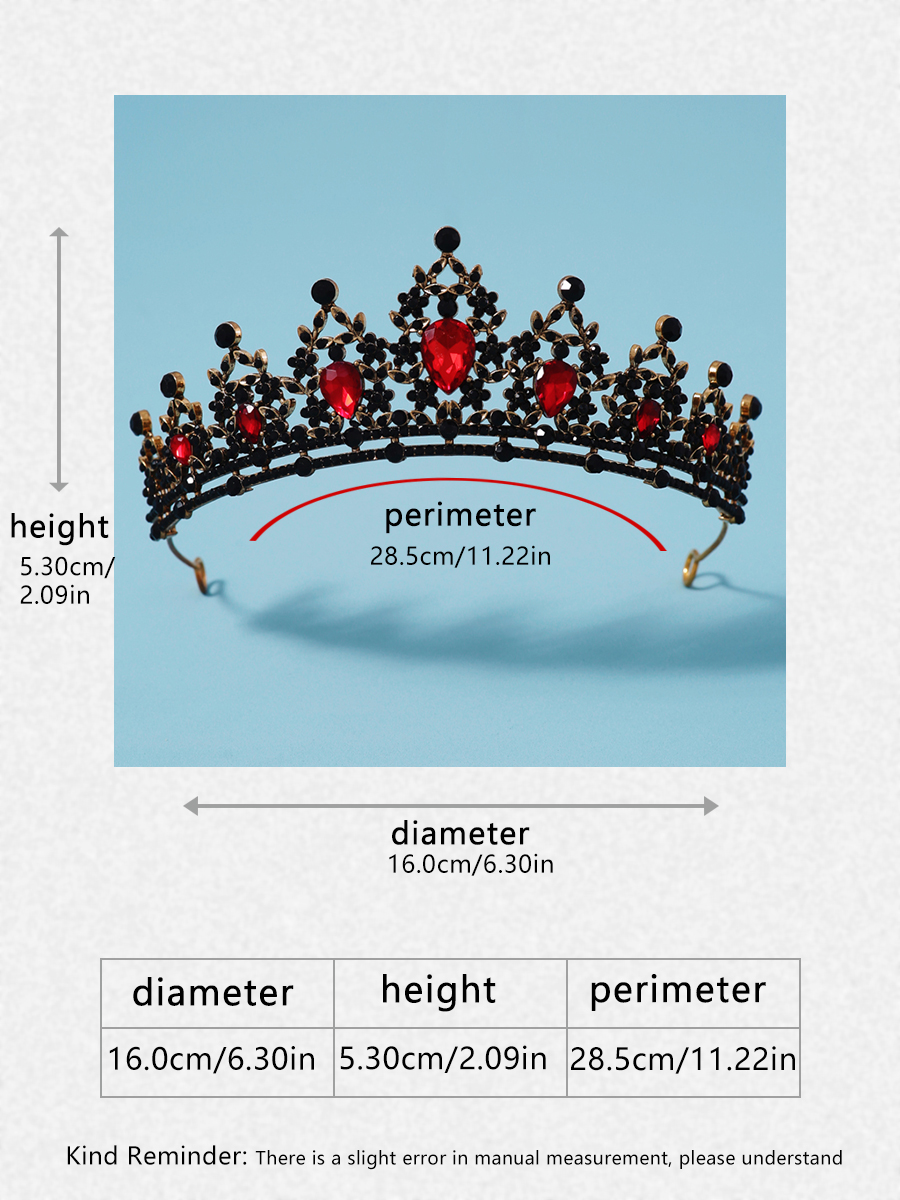 Itacazzo bridal headwear crown, classic red - ColourTiras suitable for women's weddings and birthday parties: SILVER PLATED