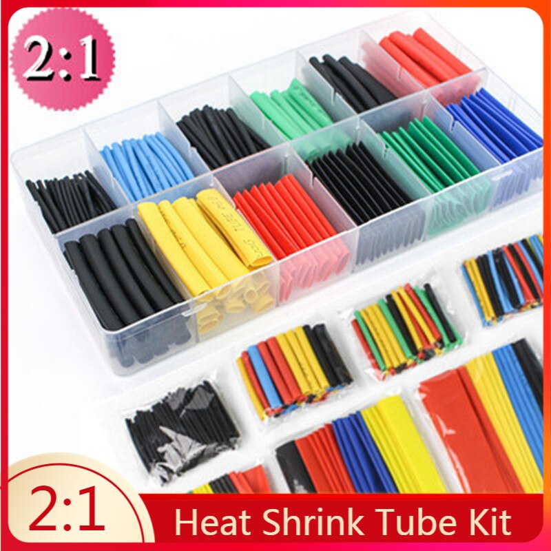 2：1 Shrinking Tubing Assorted Wire Cable Insulation Sleeving,Thermoresistant Tube Heat Shrink Wrapping Kit